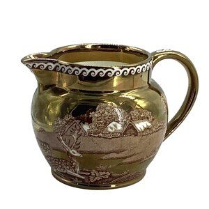 Wedgwood Fallow Deer of Etruria & Barlaston Cream Jug Pitcher Copper Lusterware